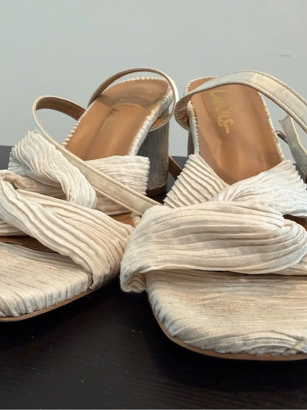 Lulu's Cream Textured Knot Wedge Sandals